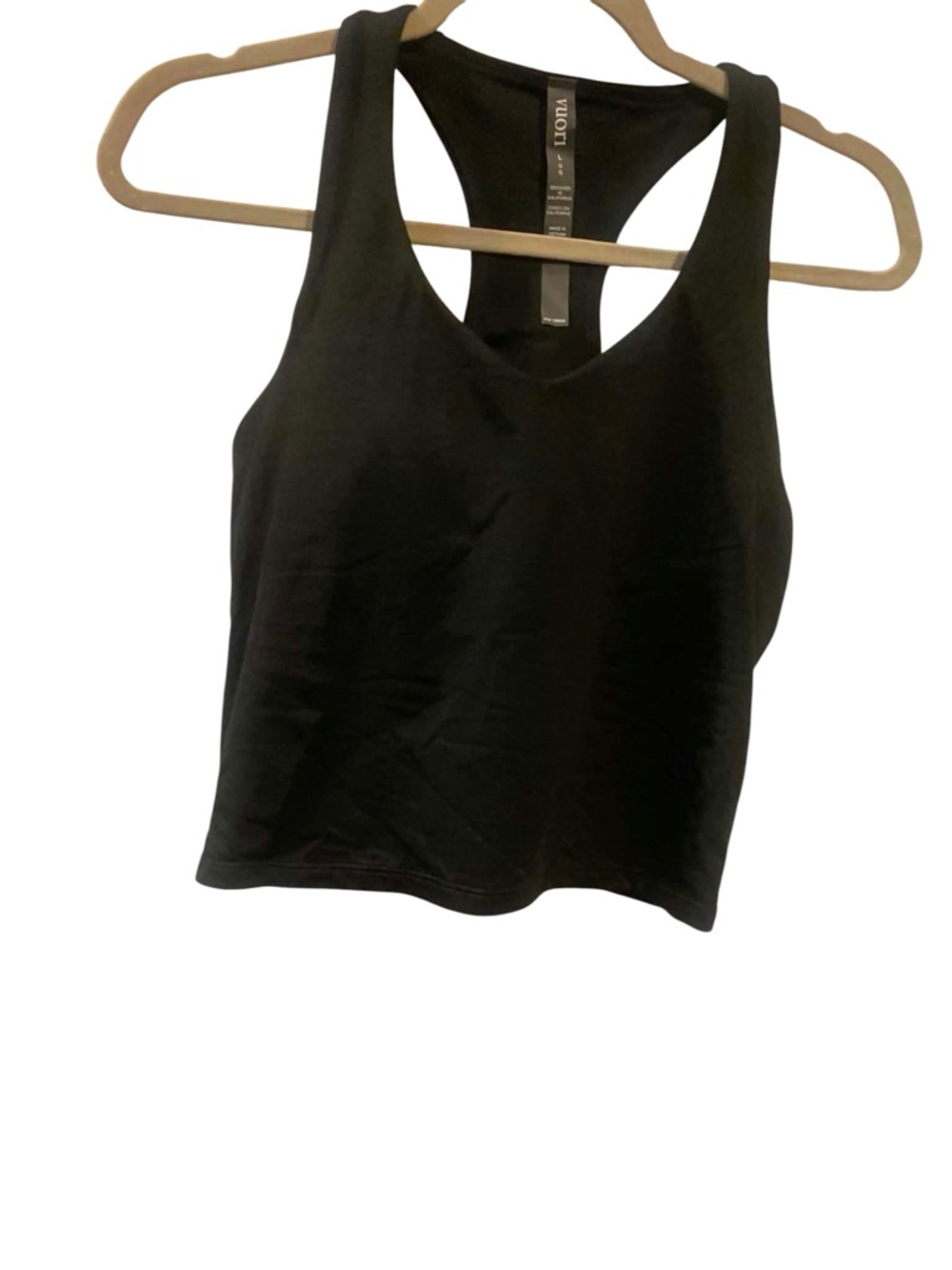 NWT Vuori halo performance crop tank 2.0 BLACK HEATHER Size L